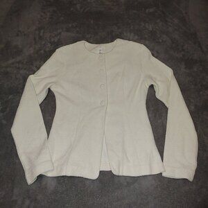 H&M 4 Button Cream Textured Blazer Coat Medium Cotton/ Polyester Stretch